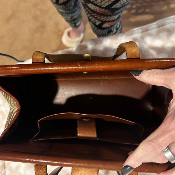 John Romain Vintage Tweed/Leather Satchel Bag - Picture 8 of 11